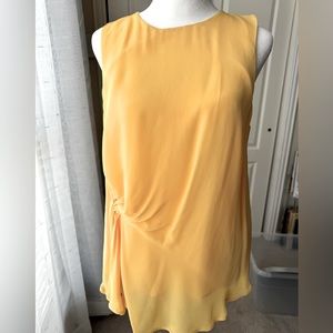 NWT 100% Silk Antonio Melani yellow ruched blouse Medium
